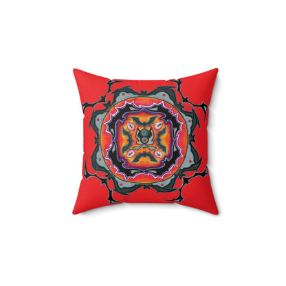 Scry by breathemovedivine Faux Suede Decorative Pillow in Red