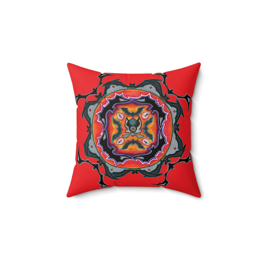 Scry by breathemovedivine Faux Suede Decorative Pillow in Red