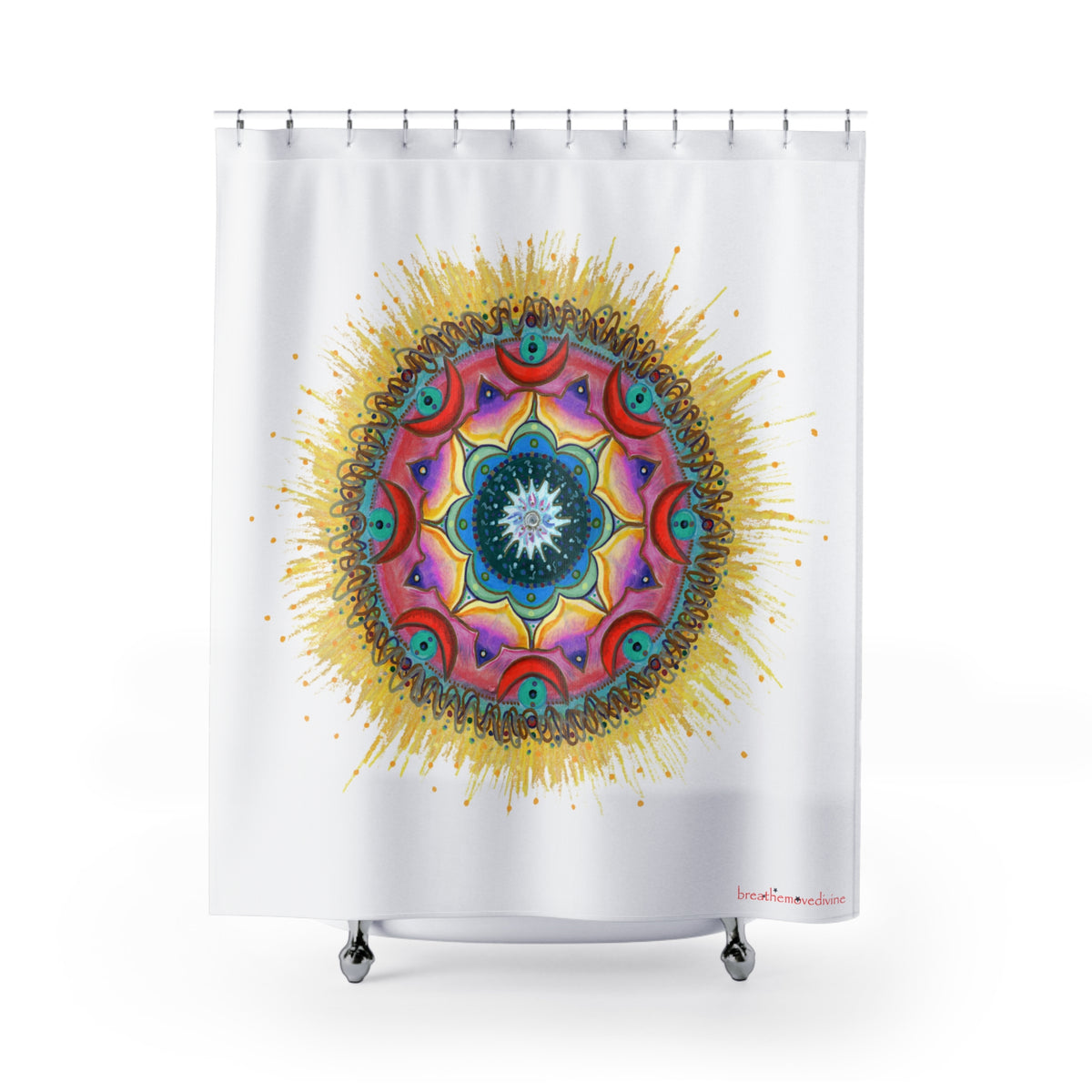 7 Chakras by breathemovedivine Vibrant Medallion Shower Curtain