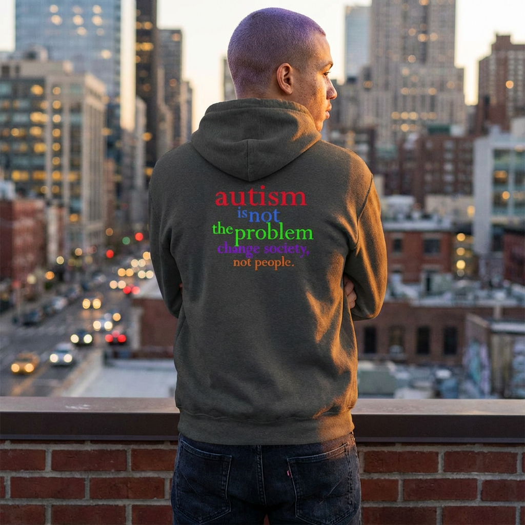Autism Is Not The Problem Zip Hoodie -  breathemovedivine RESIST -  55.48 - Model Lifestyle