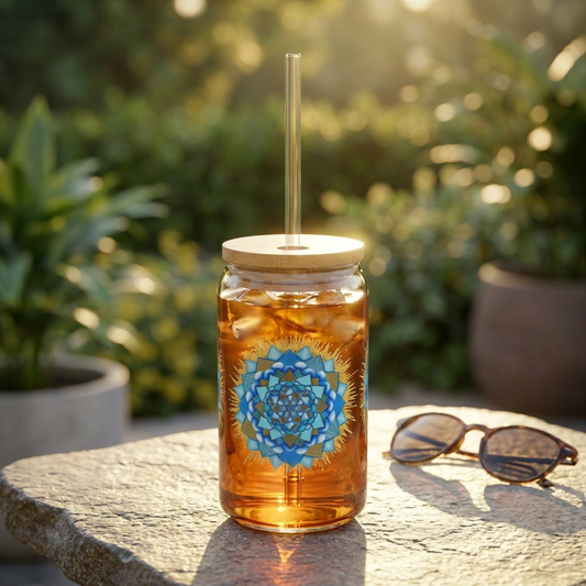 Voice Halo by breathemovedivine Colorful Mandala Sipper Glass - 16oz Eco-Friendly Drinkware