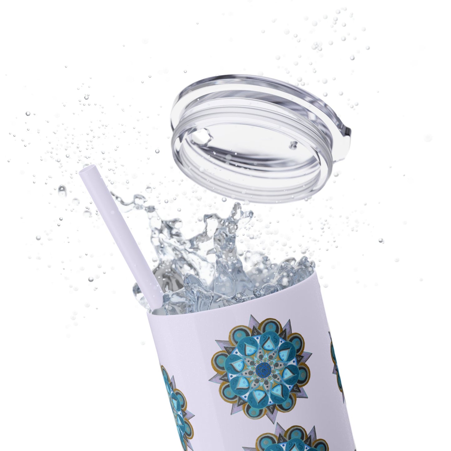 3 Chakras by breathemovedivine Skinny Tumbler with Straw | 20oz Travel Mug