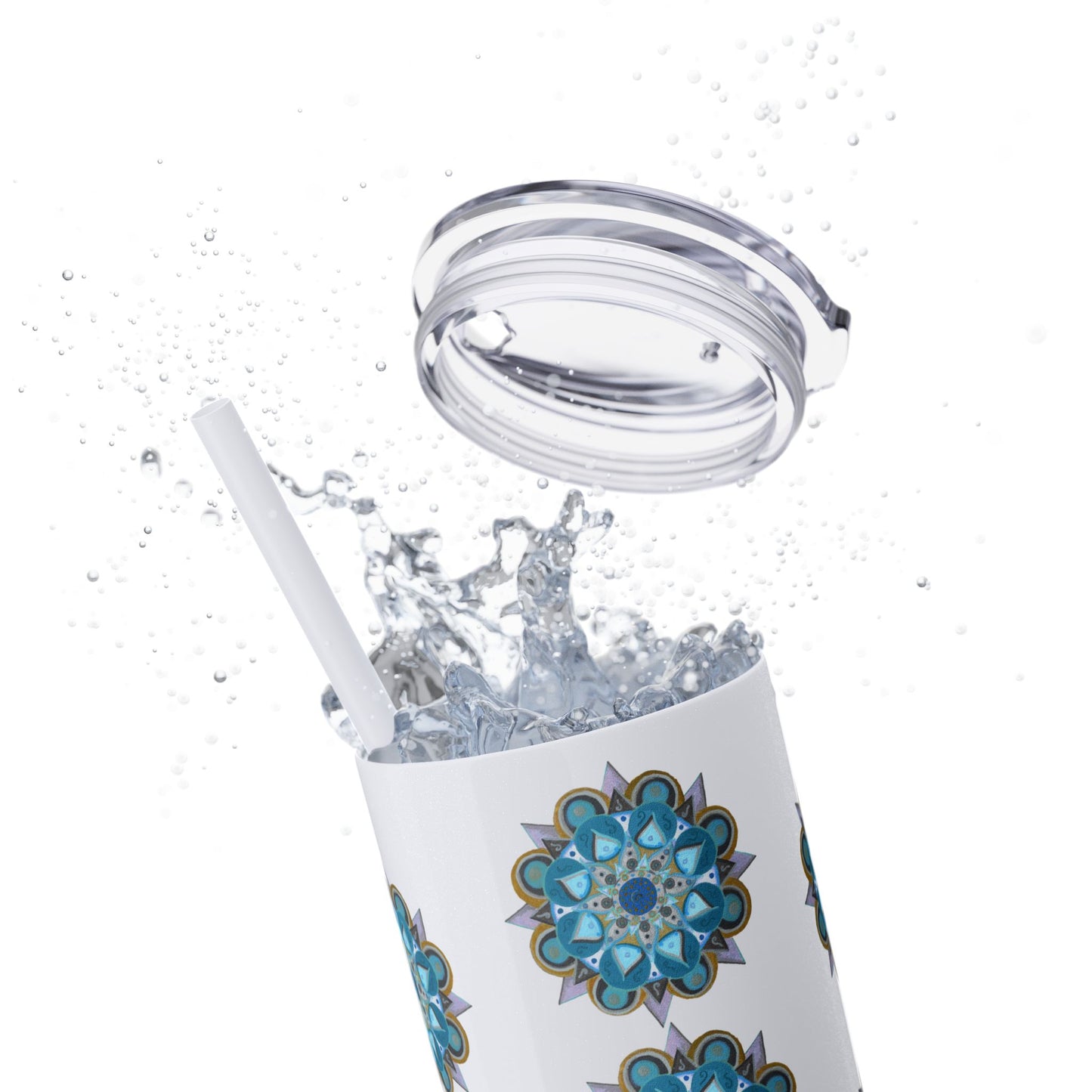 3 Chakras by breathemovedivine Skinny Tumbler with Straw | 20oz Travel Mug