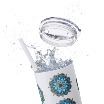 3 Chakras by breathemovedivine Skinny Tumbler with Straw | 20oz Travel Mug