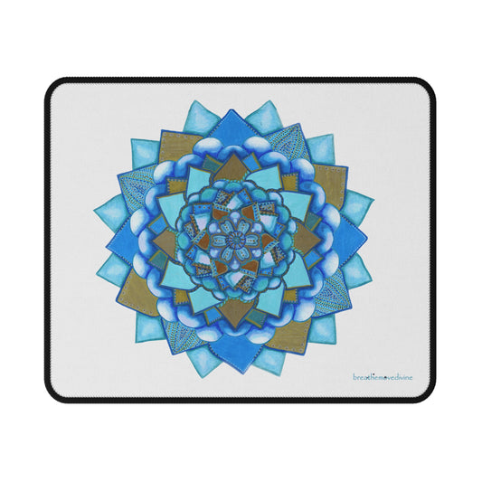 Voice by breathemovedivine Vibrant Mandala Non-Slip Mouse Pad - White