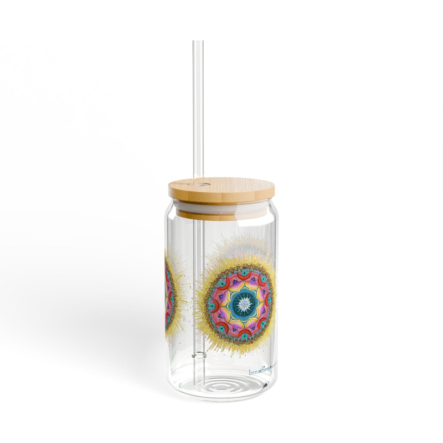 7 Chakras by breathemovedivine Colorful Mandala Sipper Glass - 16oz Eco-Friendly Drinkware