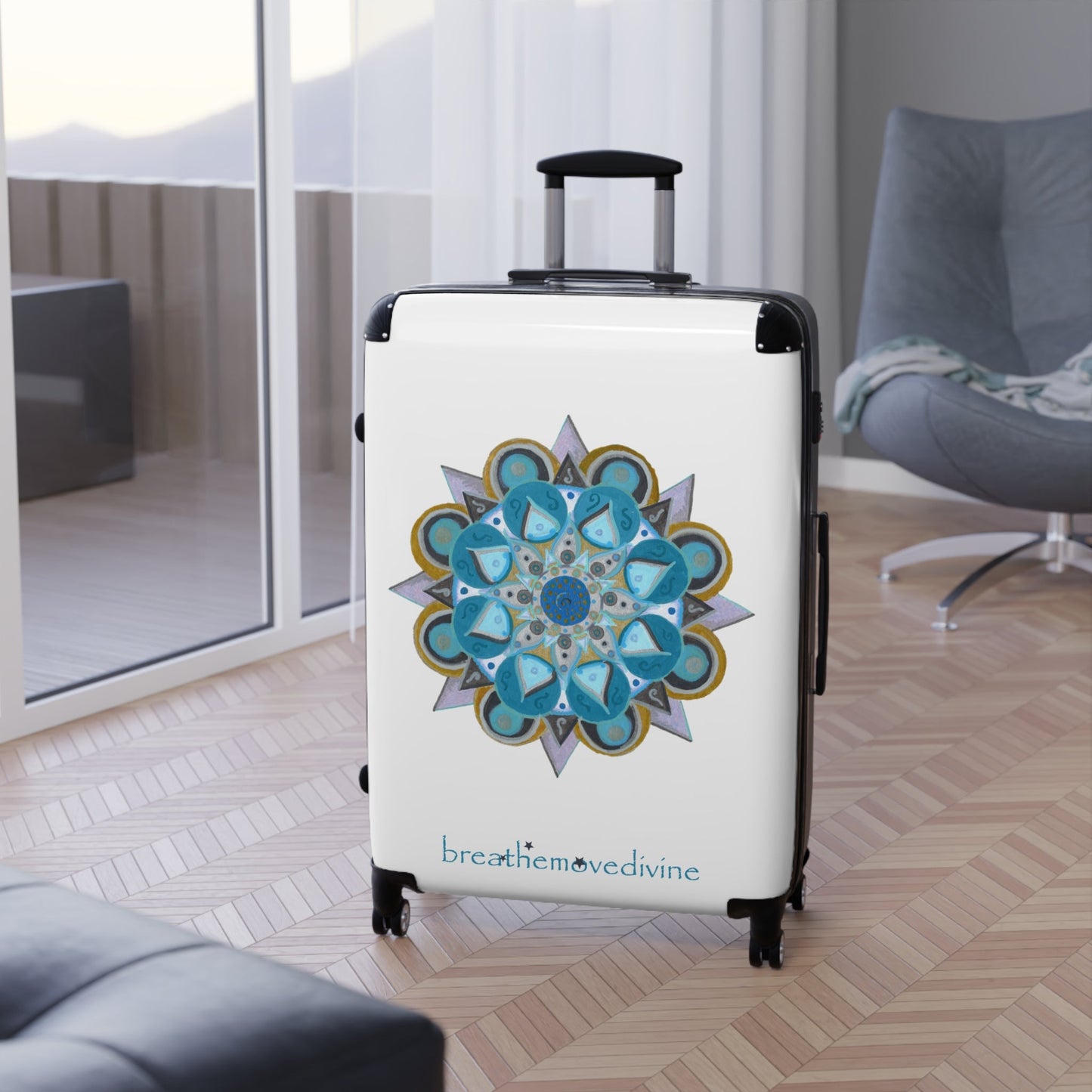 3 Chakras by breathemovedivine Colorful Mandala Suitcase - Travel with Style and Inspiration - breathemovedivine