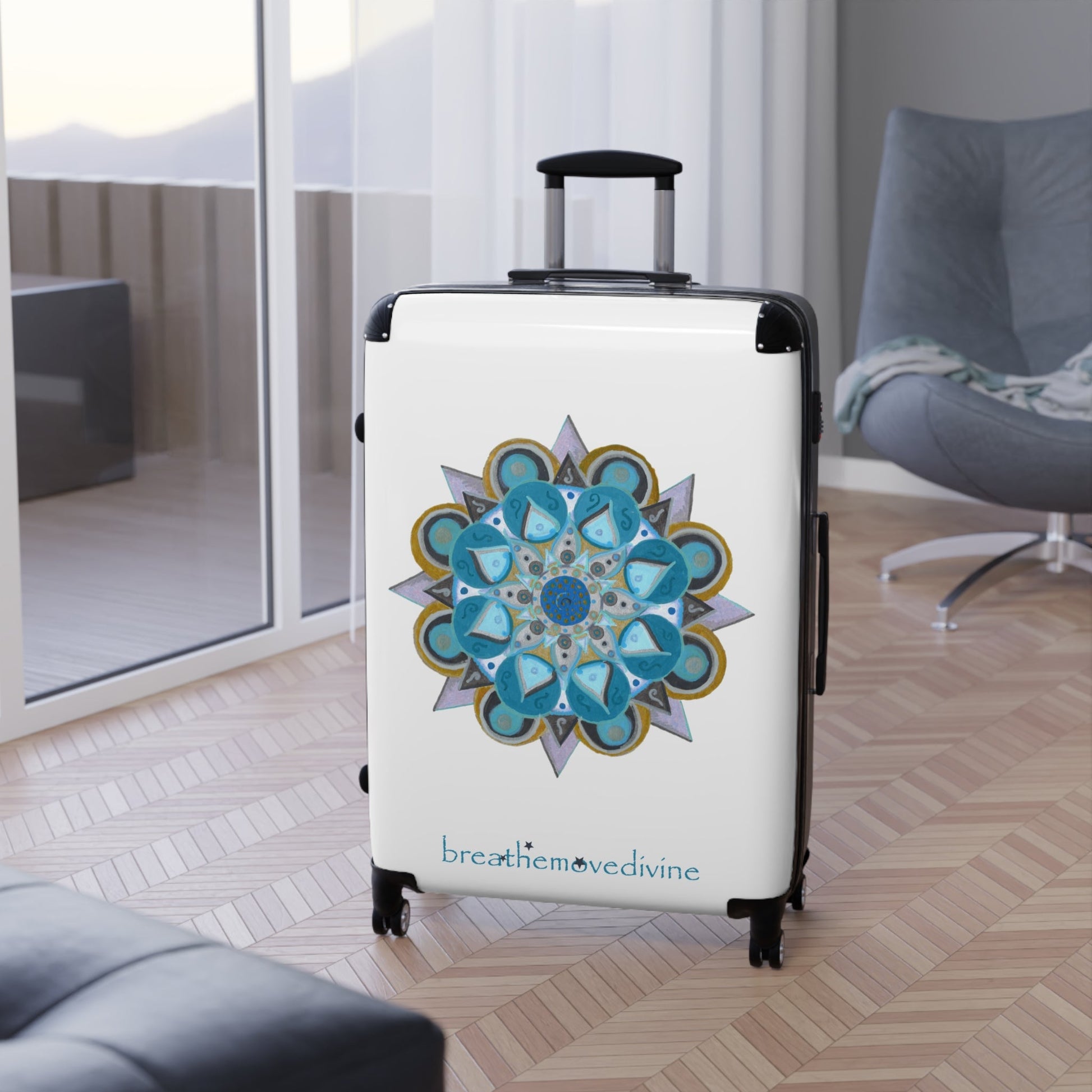 3 Chakras by breathemovedivine Colorful Mandala Suitcase - Travel with Style and Inspiration - breathemovedivine