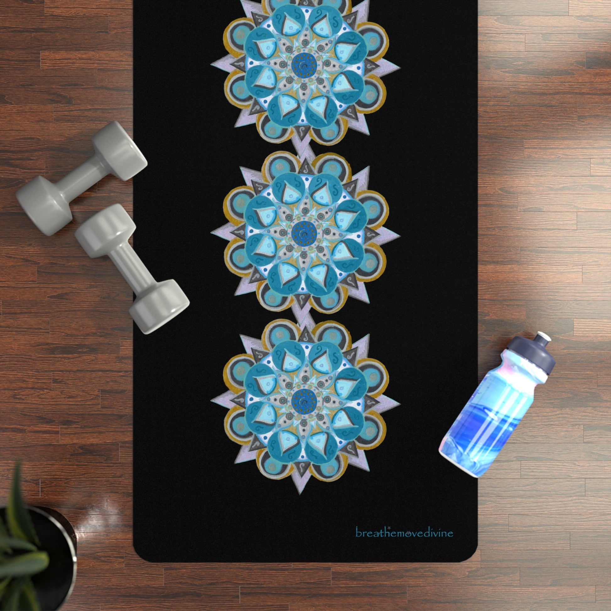 3 Chakras by breathemovedivine Rubber Yoga Mat - Non - Slip Exercise Mat for Wellness & Mindfulness - breathemovedivine