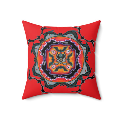 Scry by breathemovedivine Faux Suede Decorative Pillow in Red