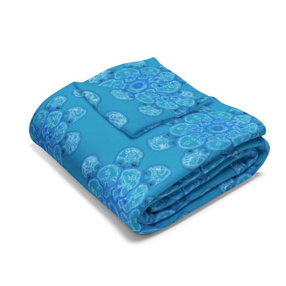 Flowers for Me Cozy Arctic Fleece Blanket | Live to Snuggle in Turquoise -  26.66