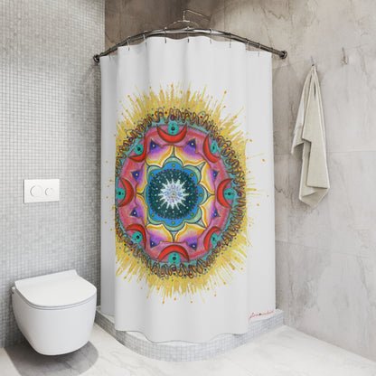 7 Chakras by breathemovedivine Vibrant Medallion Shower Curtain