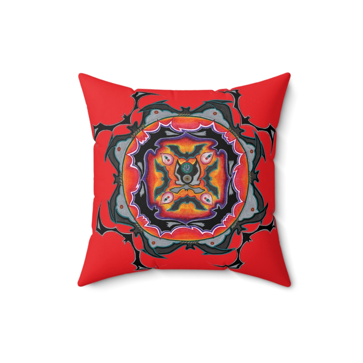 Scry by breathemovedivine Faux Suede Decorative Pillow in Red