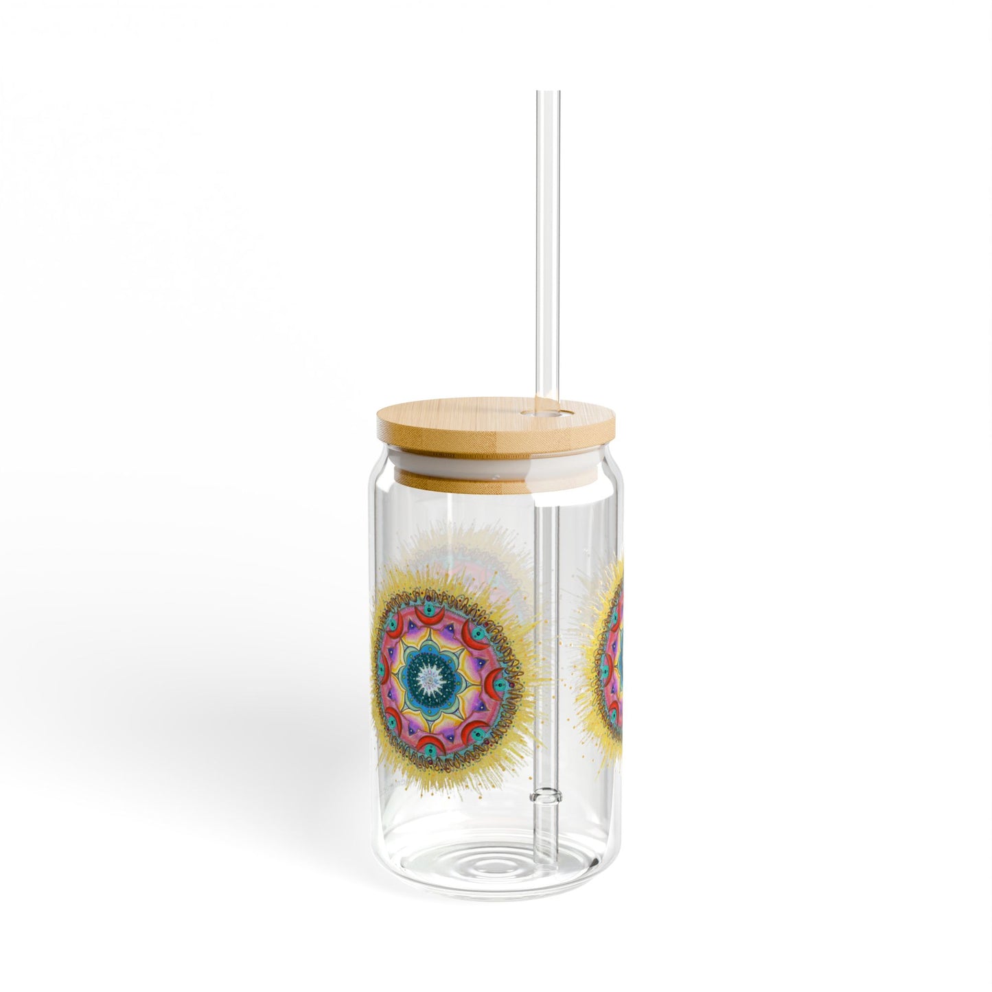 7 Chakras by breathemovedivine Colorful Mandala Sipper Glass - 16oz Eco-Friendly Drinkware