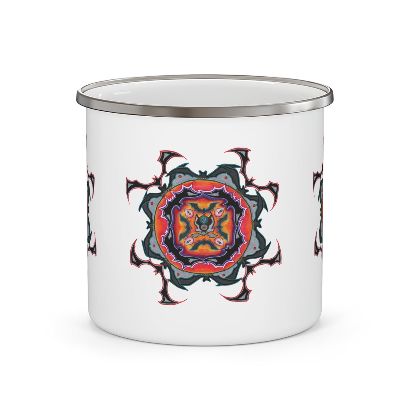 Scry by breathemovedivine Enamel Camping Mug, Boho, Cottagecore, Witchcore Outdoor Drinkware