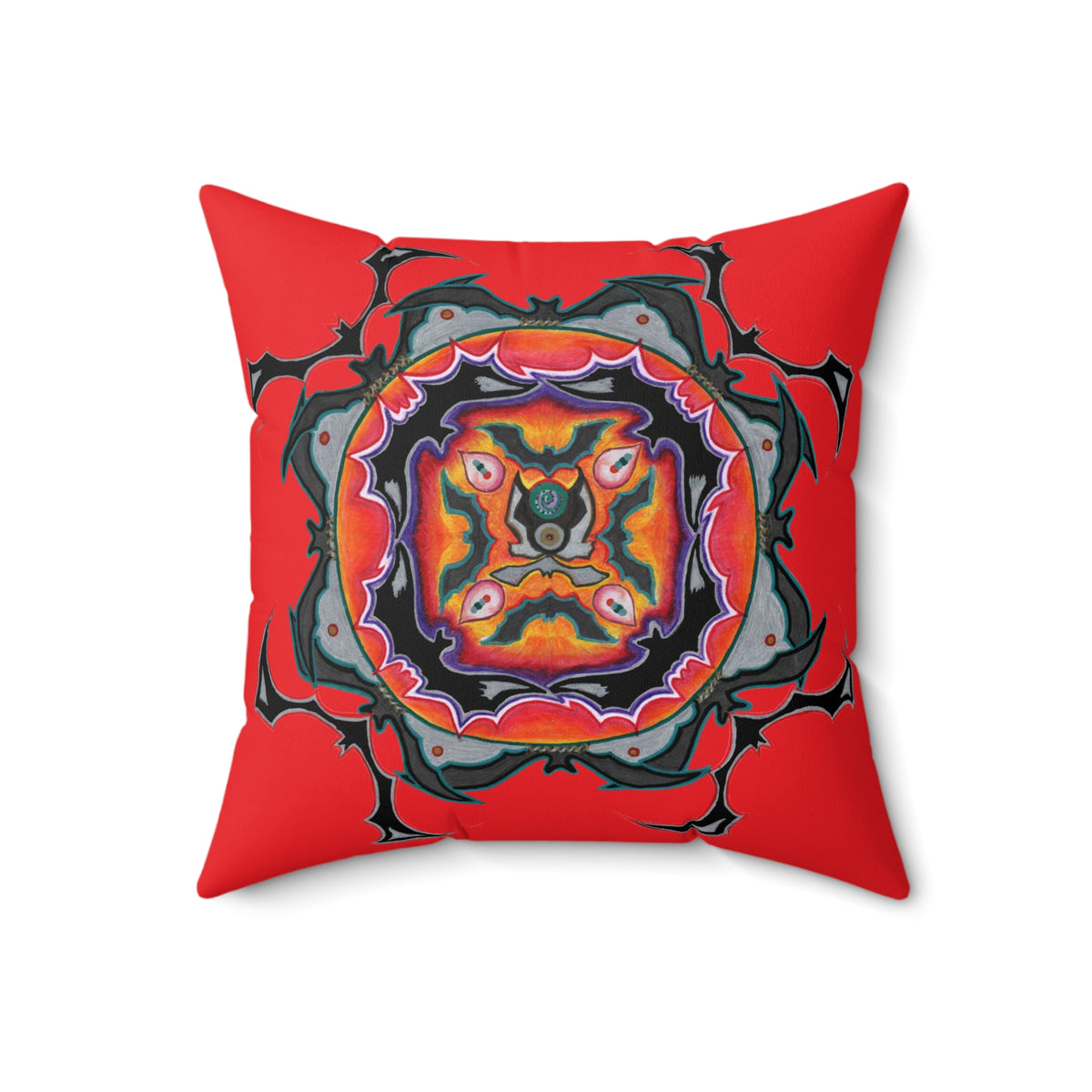 Scry by breathemovedivine Faux Suede Decorative Pillow in Red