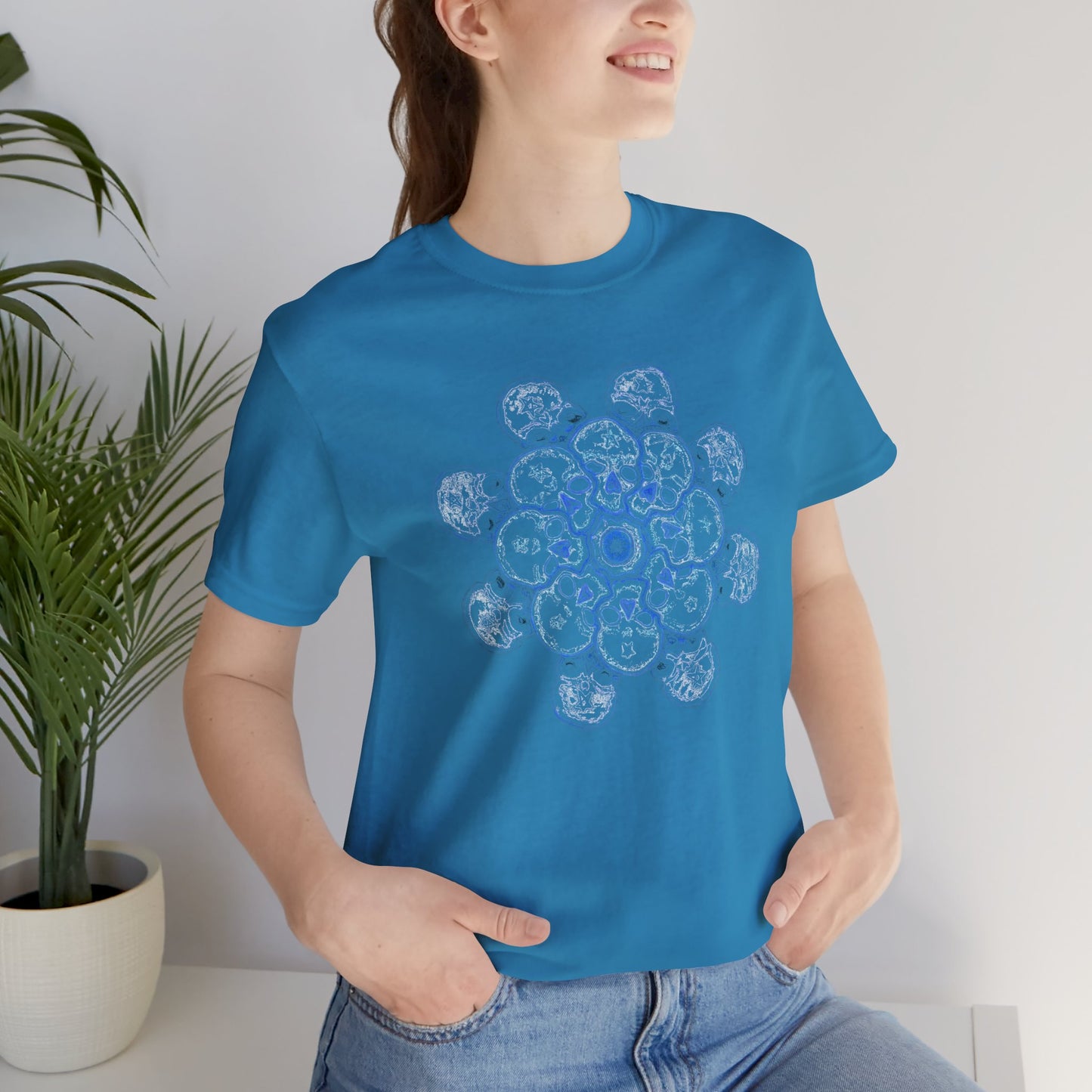 Flowers for Me by breathemovedivine Vibrant Mandala Unisex Jersey Short Sleeve Tee - Bohemian Vibes