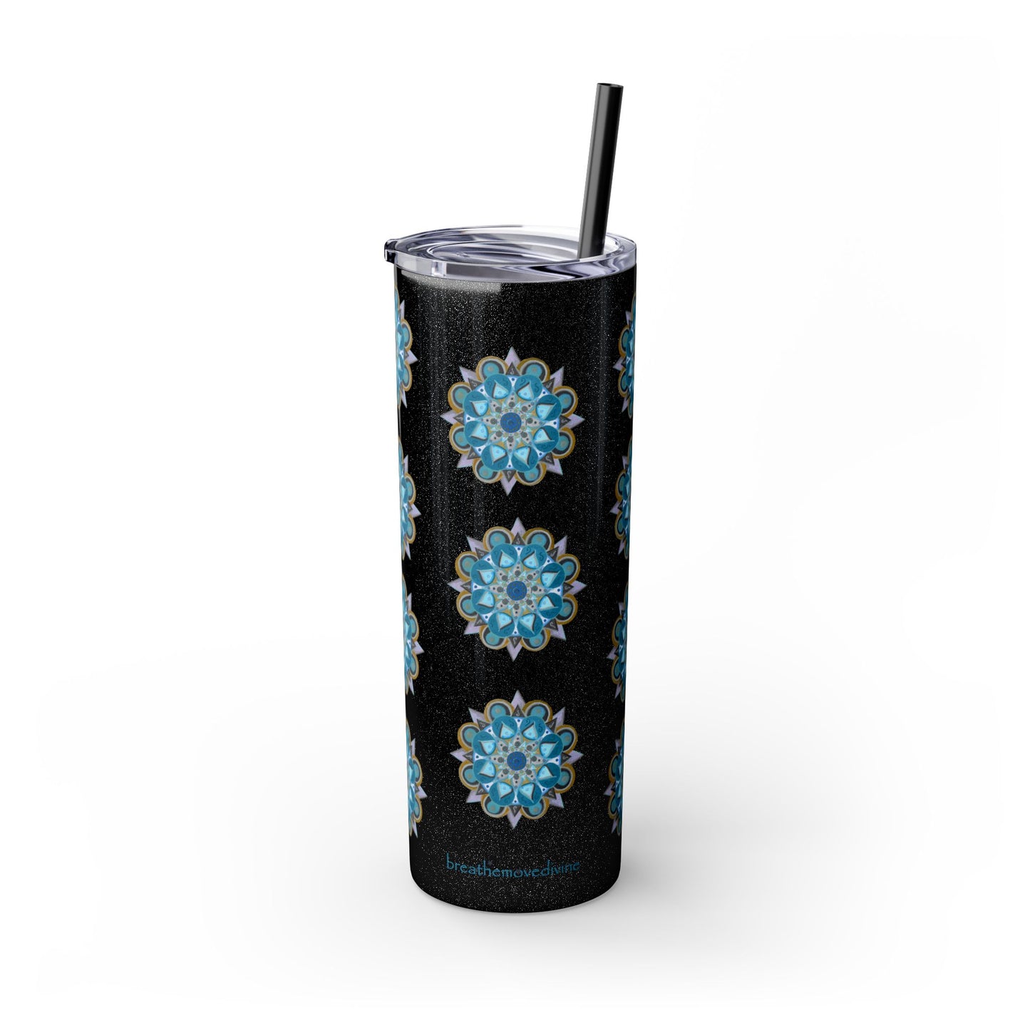 3 Chakras by breathemovedivine Skinny Tumbler with Straw | 20oz Travel Mug