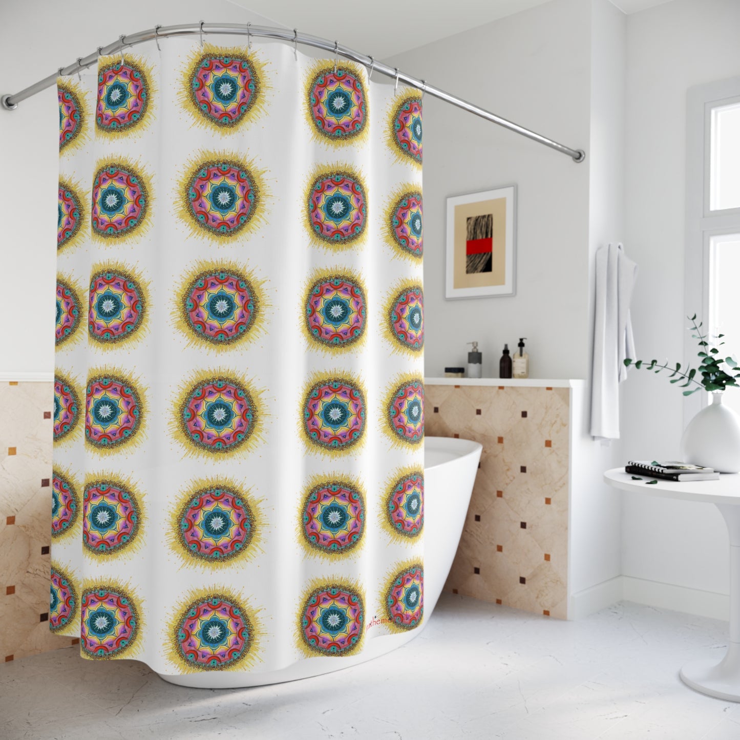 7 Chakras by breathemovedivine Shower Curtain