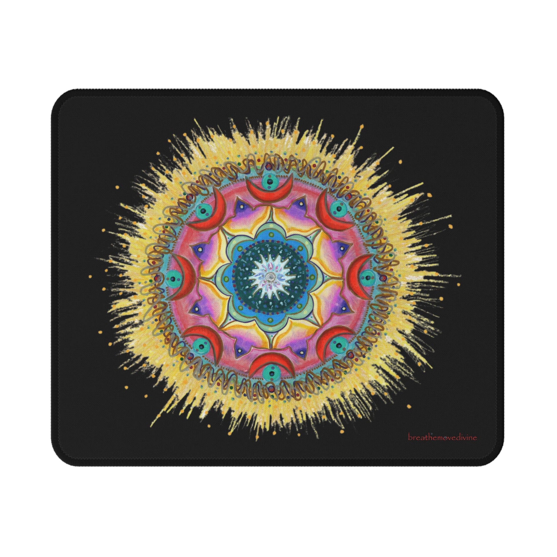 7 Chakras by breathemovedivine Vibrant Non - Slip Mouse Pad - Black - breathemovedivine