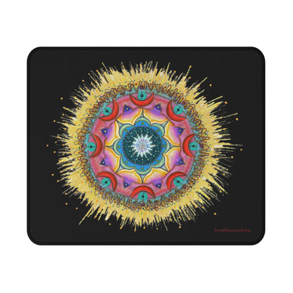 7 Chakras by breathemovedivine Vibrant Non - Slip Mouse Pad - Black - breathemovedivine