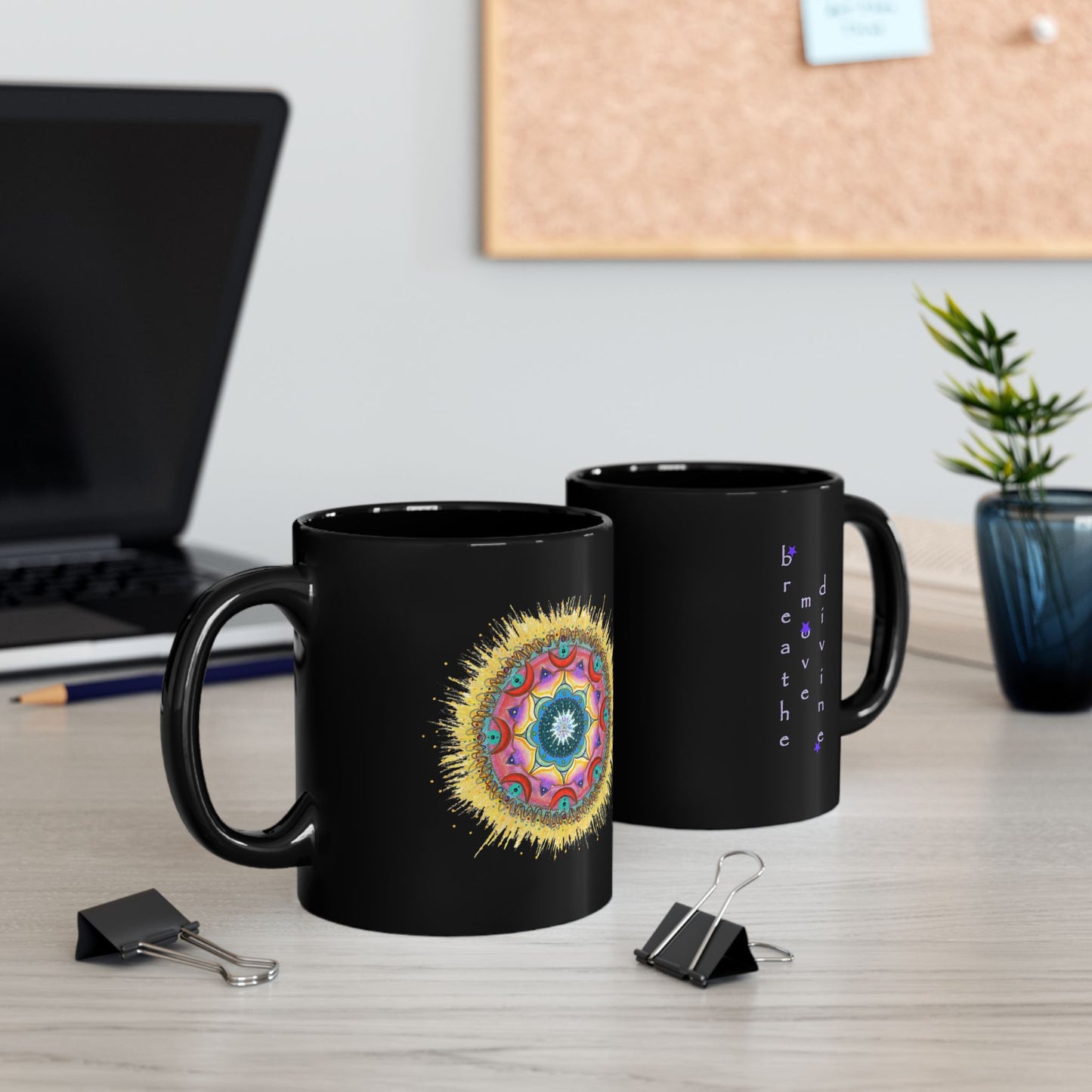 7 Chakras by breathemovedivine Premium Black Mug