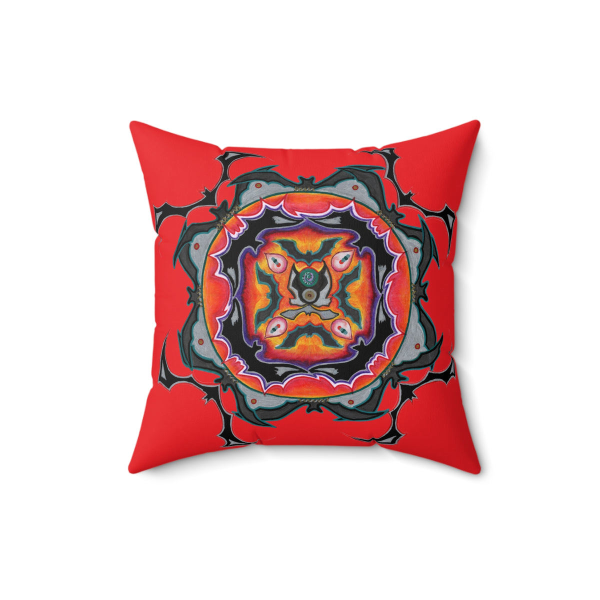 Scry by breathemovedivine Faux Suede Decorative Pillow in Red