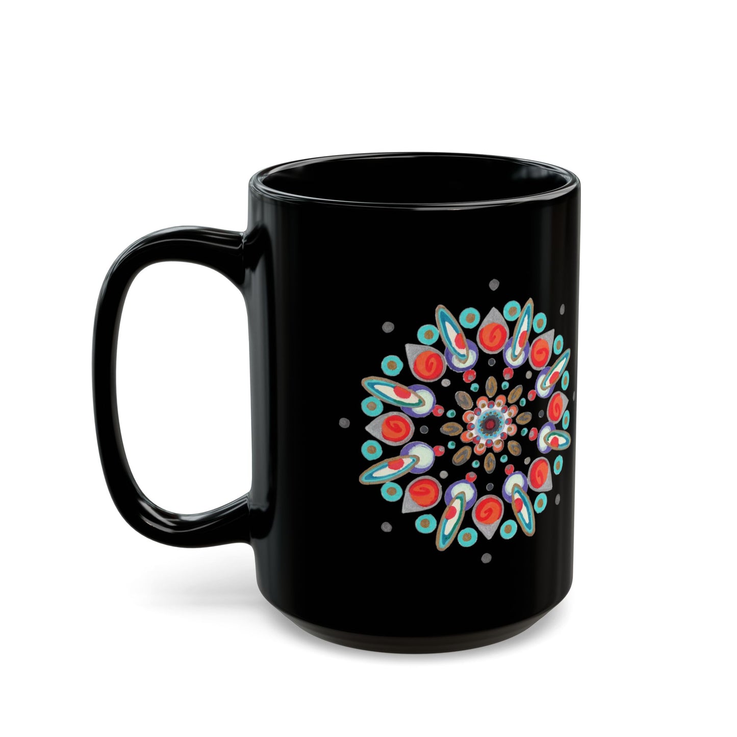 Inner Eye by breathemovedivine Premium Black Mug with Mandala Design - Perfect for Gifts and Daily Use
