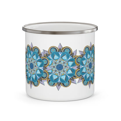 3 Chakras by breathemovedivine Enamel Camping Mug, Boho, Cottagecore, Witchcore Outdoor Drinkware