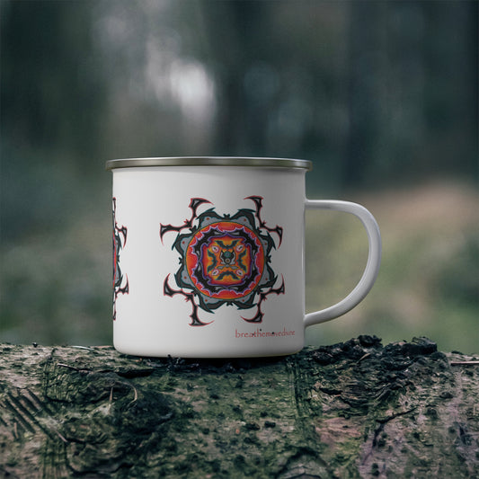 Scry by breathemovedivine Enamel Camping Mug, Boho, Cottagecore, Witchcore Outdoor Drinkware