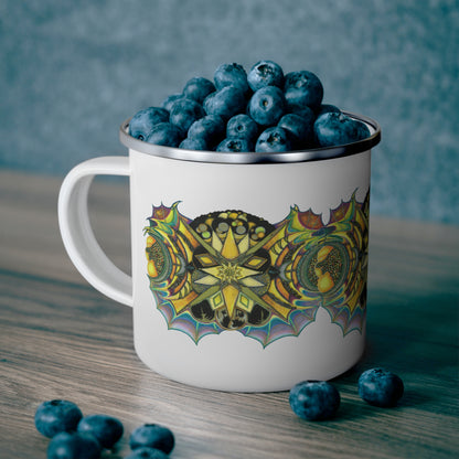 Creature by breathemovedivine Enamel Camping Mug, Boho, Cottagecore, Witchcore Outdoor Drinkware