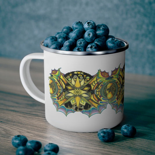 Creature by breathemovedivine Enamel Camping Mug, Boho, Cottagecore, Witchcore Outdoor Drinkware