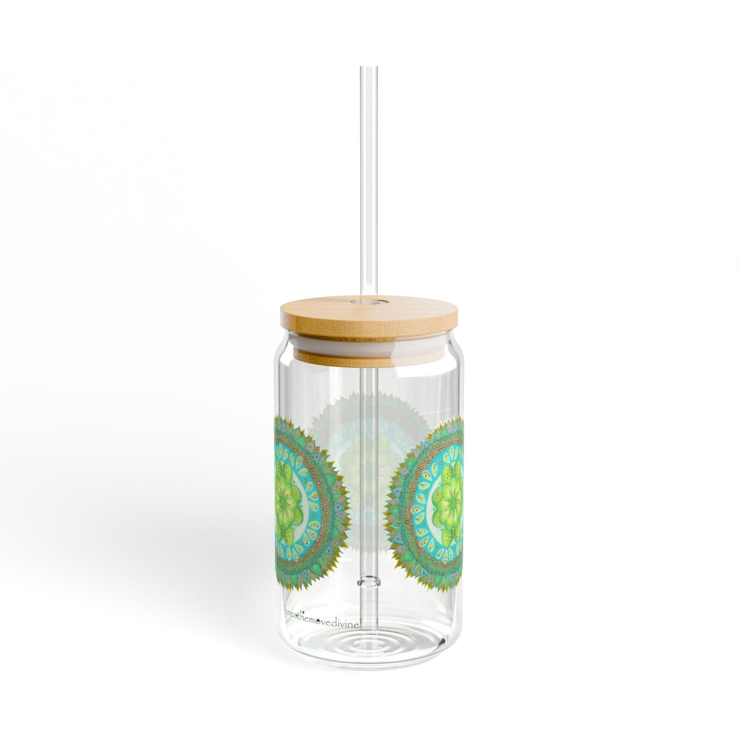 Heart Flame by breathemovedivine Colorful Mandala Sipper Glass - 16oz Eco-Friendly Drinkware -  29.85