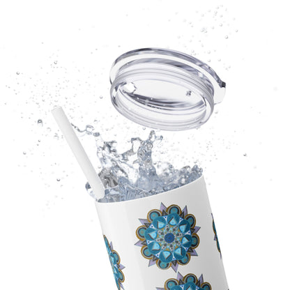 3 Chakras by breathemovedivine Skinny Tumbler with Straw | 20oz Travel Mug