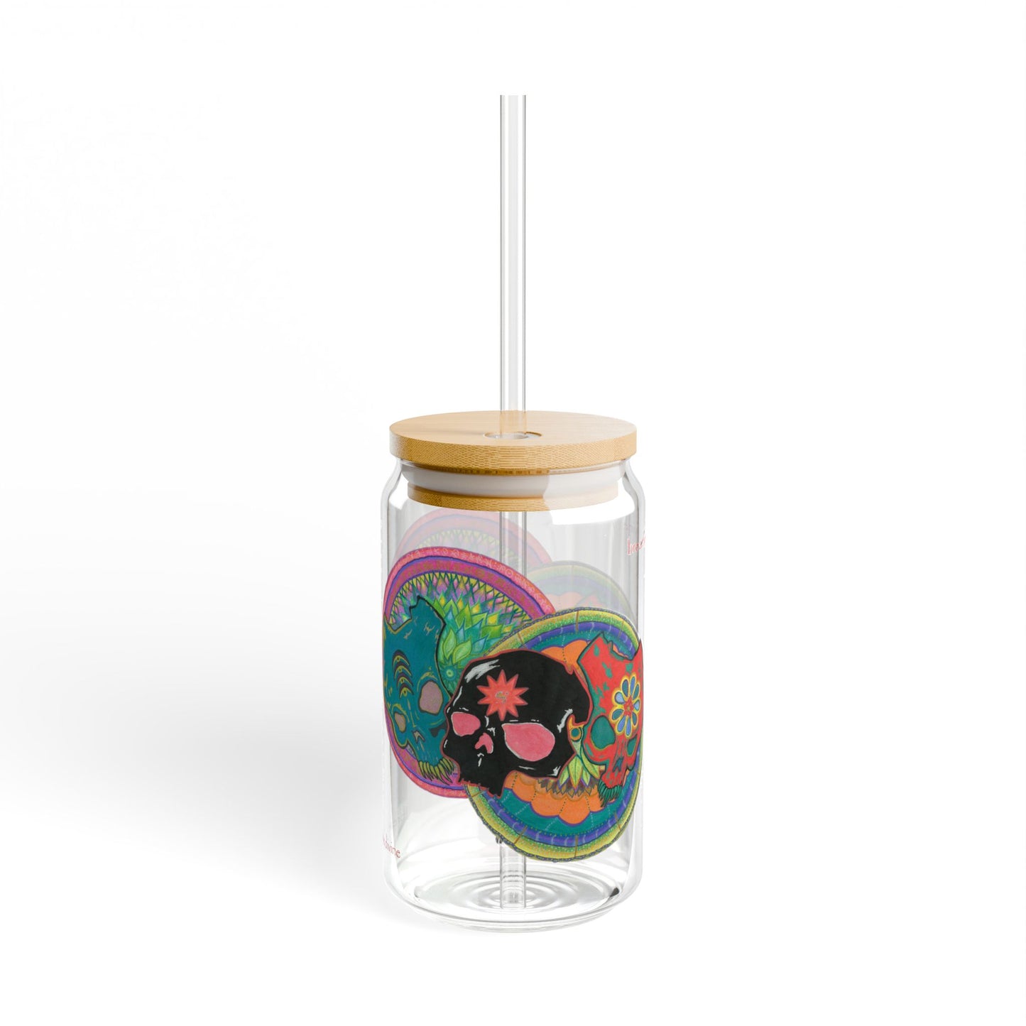 Untitled Vibrant Skulls Sipper Glass Eco-Friendly Drinkware -  32.06