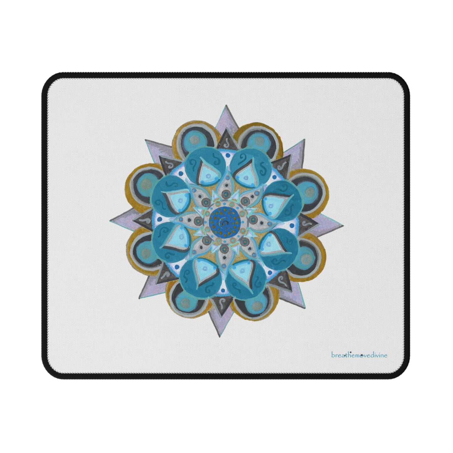 3 Chakras by breathemovedivine Vibrant Mandala Non-Slip Mouse Pad - White