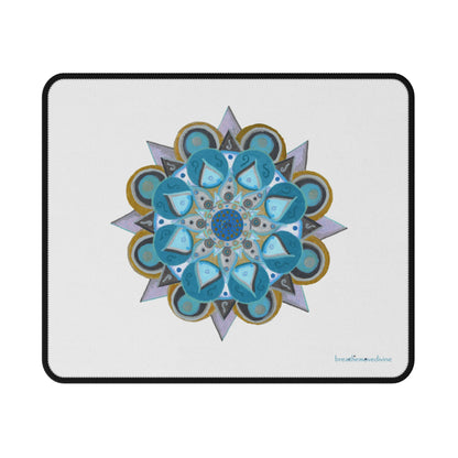 3 Chakras by breathemovedivine Vibrant Mandala Non-Slip Mouse Pad - White