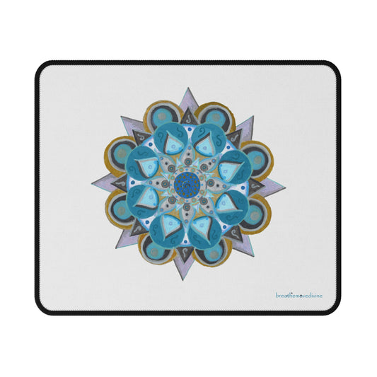 3 Chakras by breathemovedivine Vibrant Mandala Non-Slip Mouse Pad - White