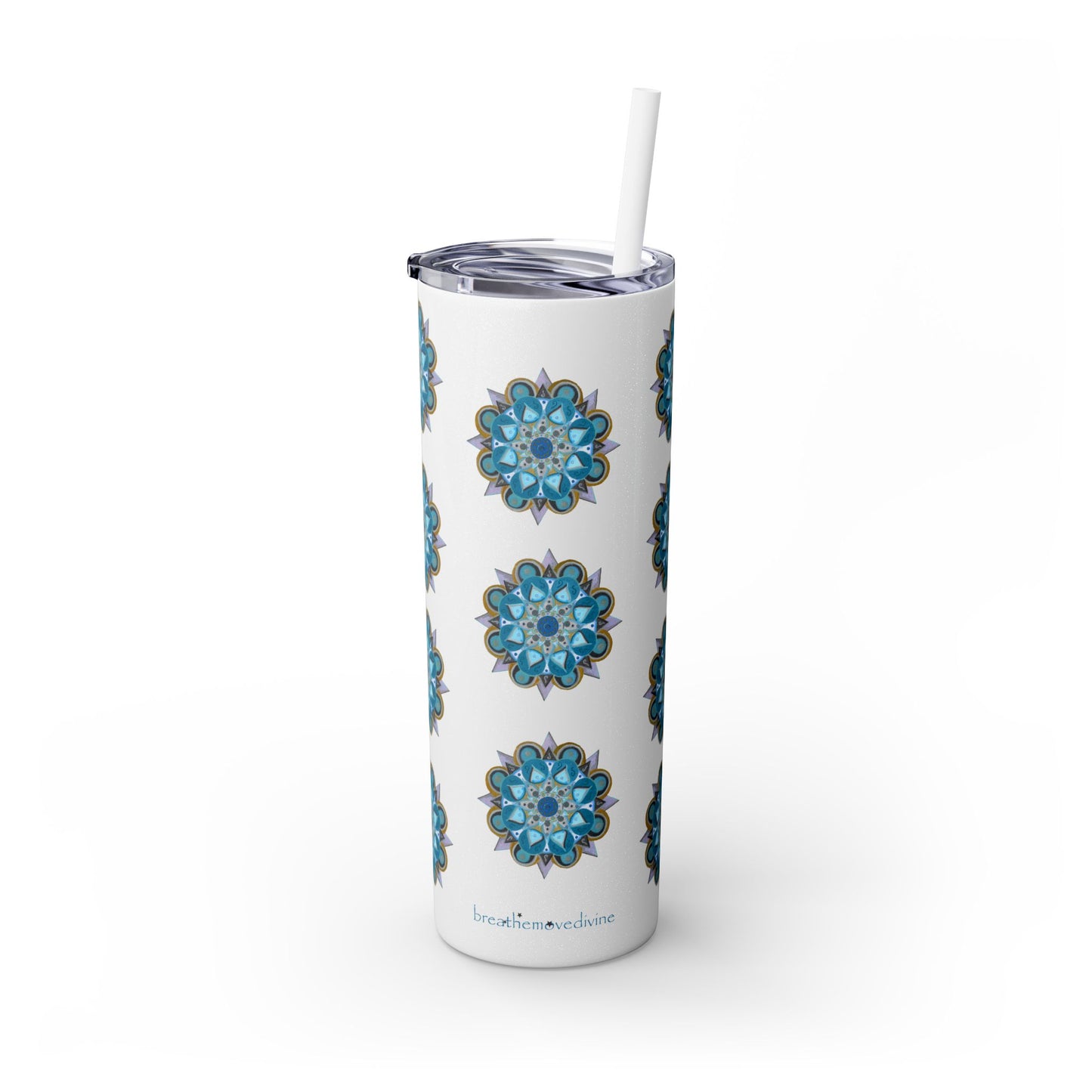 3 Chakras by breathemovedivine Skinny Tumbler with Straw | 20oz Travel Mug