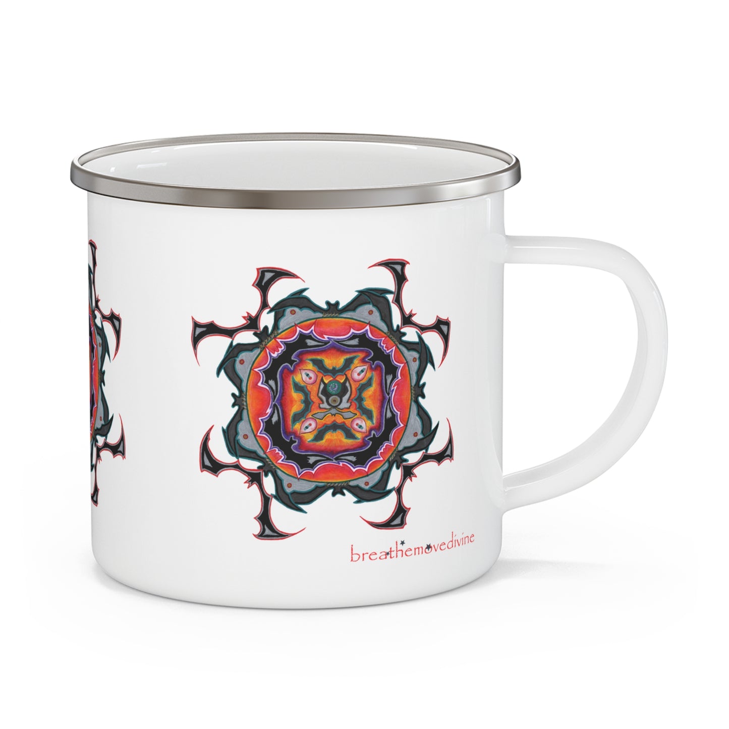 Scry by breathemovedivine Enamel Camping Mug, Boho, Cottagecore, Witchcore Outdoor Drinkware