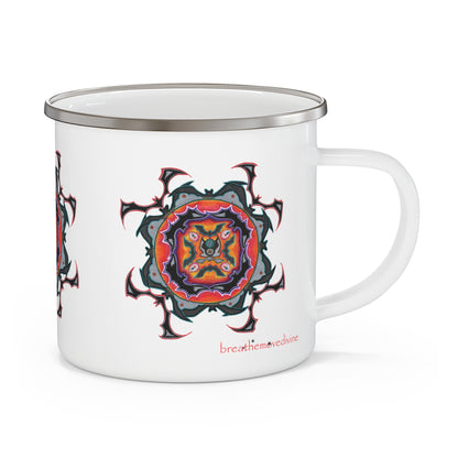 Scry by breathemovedivine Enamel Camping Mug, Boho, Cottagecore, Witchcore Outdoor Drinkware