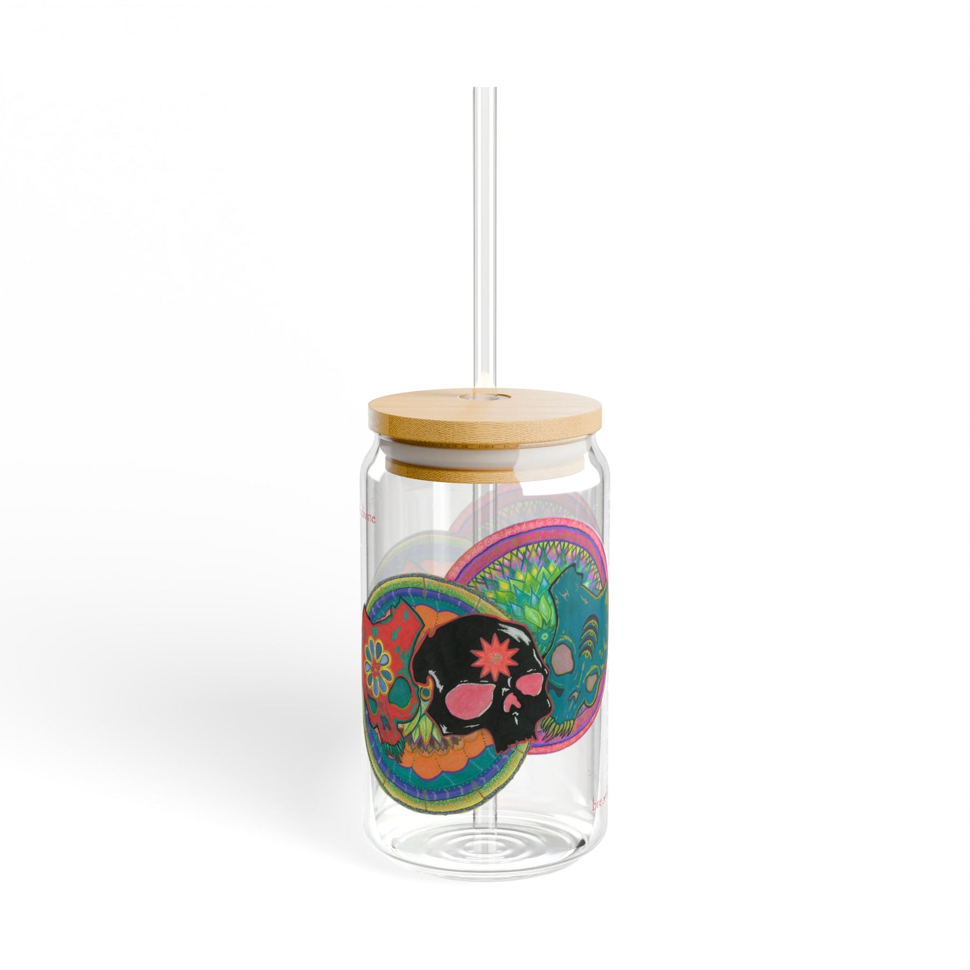 Untitled Vibrant Skulls Sipper Glass Eco-Friendly Drinkware -  32.06