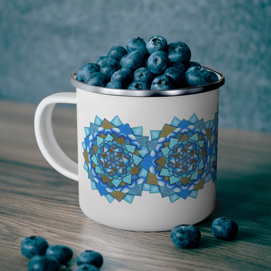 Voice by breathemovedivine Enamel Camping Mug, Boho, Cottagecore, Witchcore Outdoor Drinkware