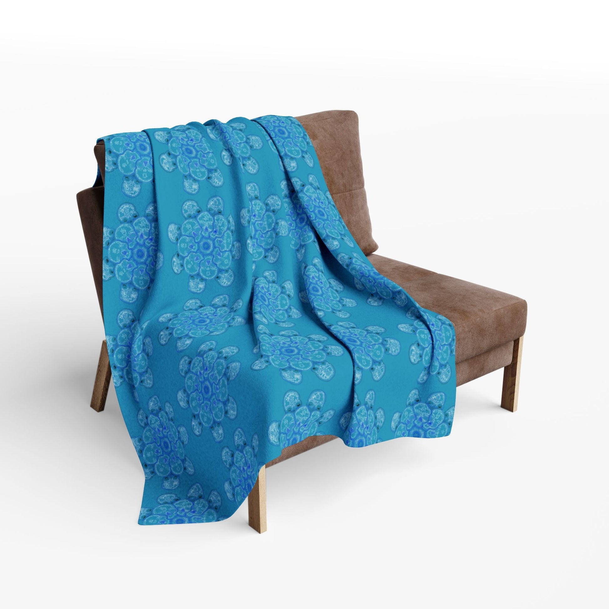 Flowers for Me Cozy Arctic Fleece Blanket | Live to Snuggle in Turquoise - breathemovedivine
