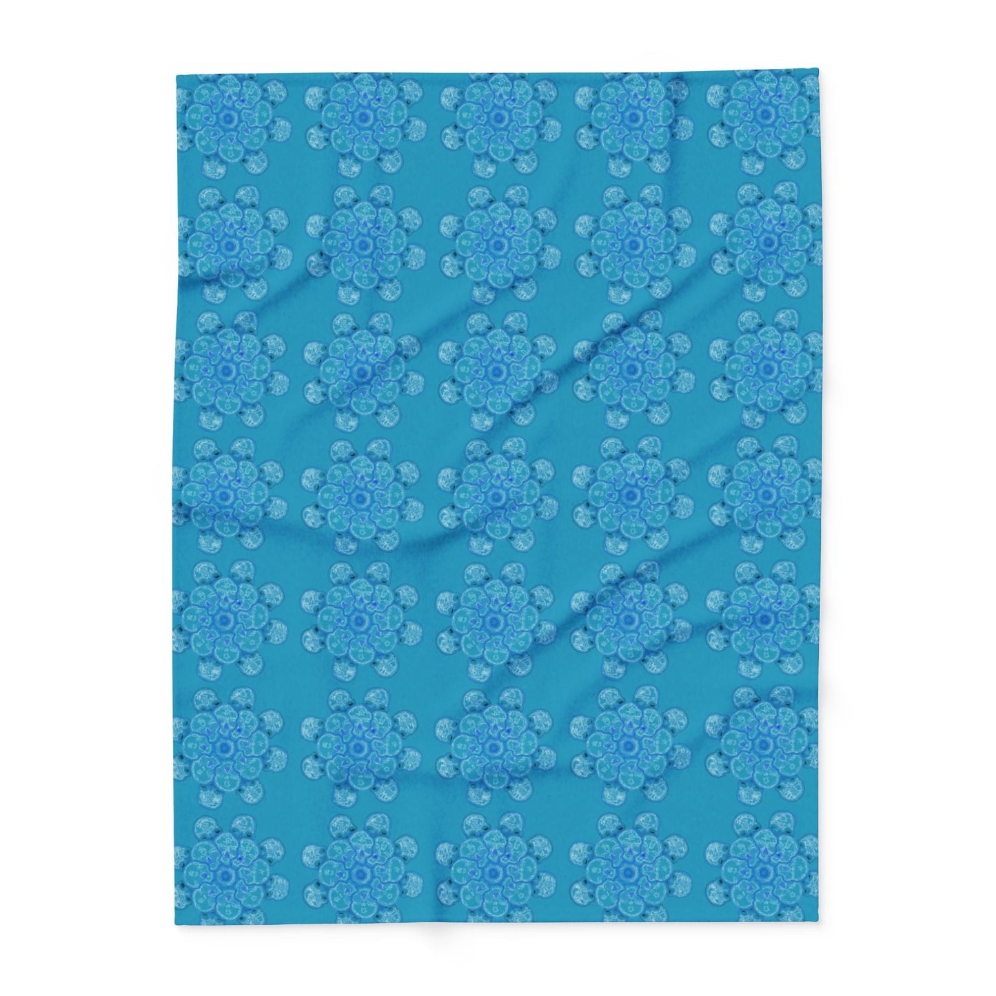 Flowers for Me Cozy Arctic Fleece Blanket | Live to Snuggle in Turquoise - breathemovedivine