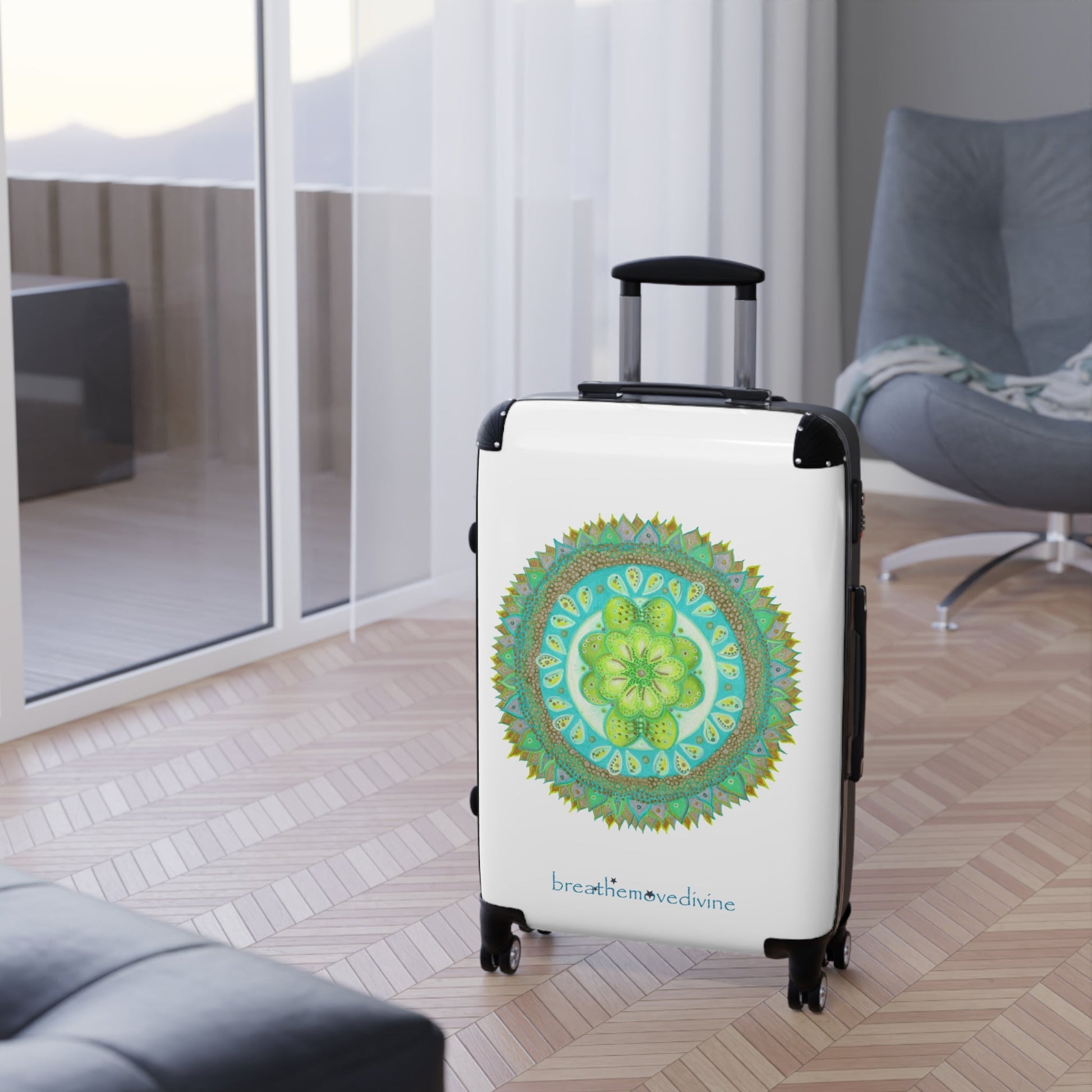 Heart Flame by breathemovedivine Colorful Mandala Suitcase - Travel with Style and Inspiration - breathemovedivine