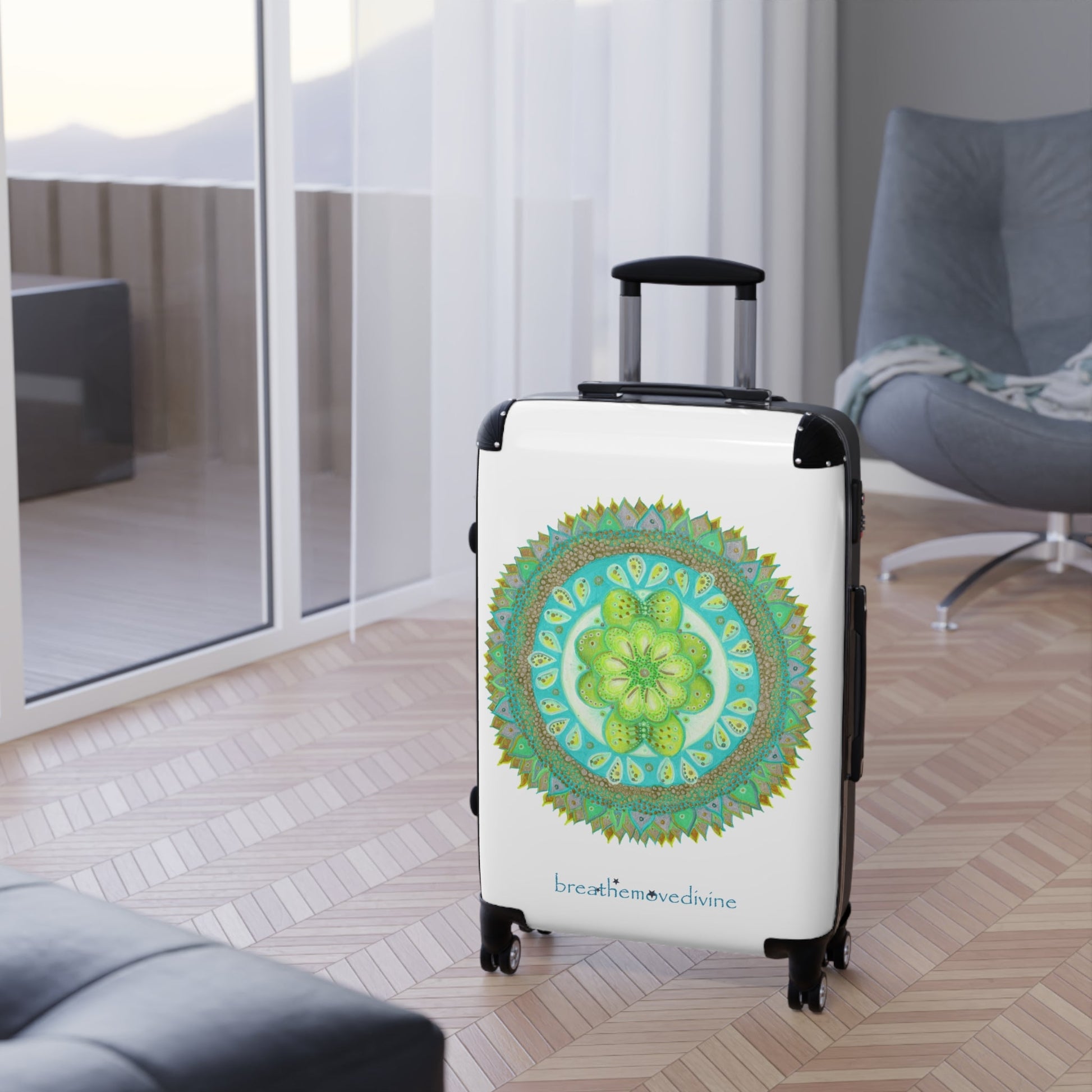 Heart Flame by breathemovedivine Colorful Mandala Suitcase - Travel with Style and Inspiration - breathemovedivine