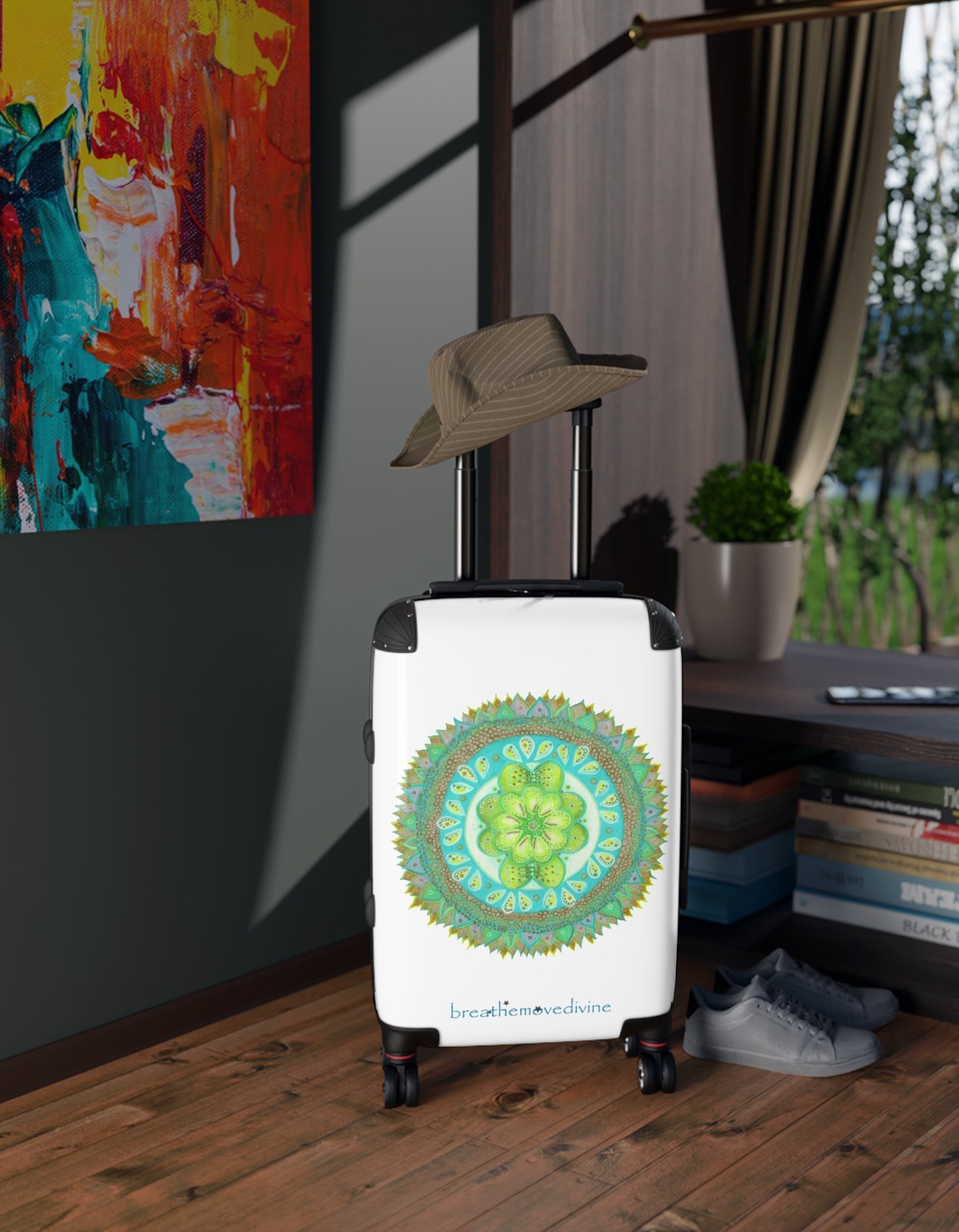 Heart Flame by breathemovedivine Colorful Mandala Suitcase - Travel with Style and Inspiration - breathemovedivine