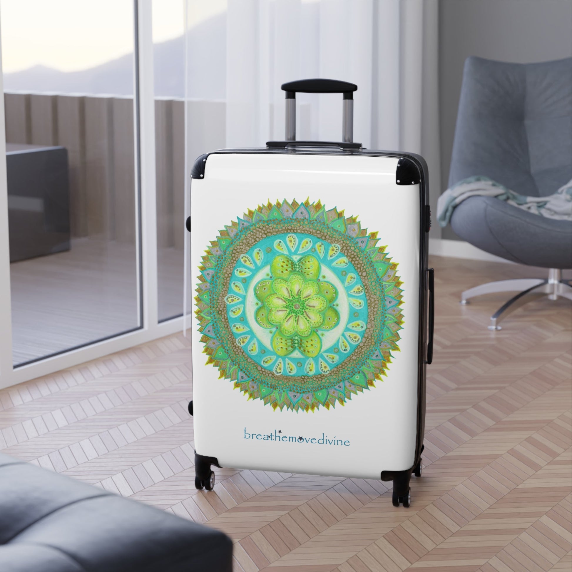 Heart Flame by breathemovedivine Colorful Mandala Suitcase - Travel with Style and Inspiration - breathemovedivine
