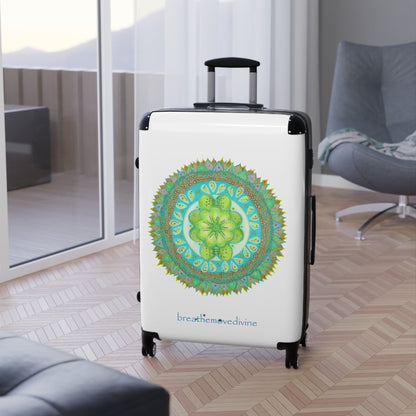 Heart Flame by breathemovedivine Colorful Mandala Suitcase - Travel with Style and Inspiration - breathemovedivine